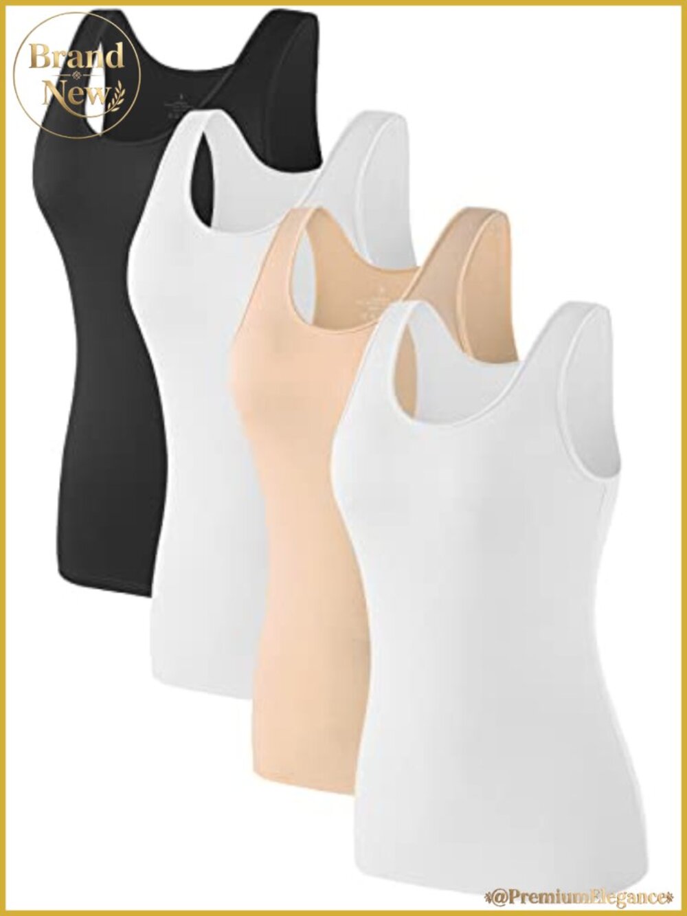 Women's Seamless Tank Tops 4-Pack Breathable Stretchy Casual Layering